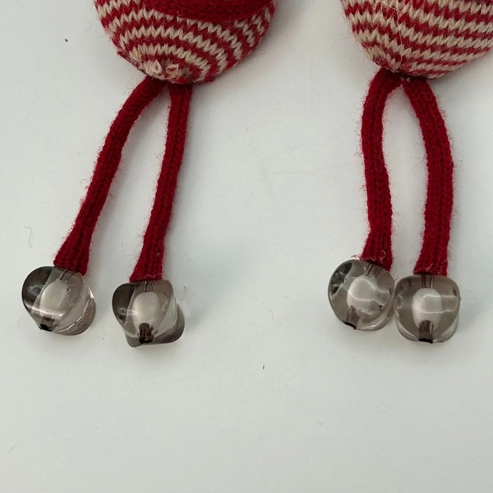 Set of 3 Shelf Sitting Swedish Christmas‎ Gnomes Knit Hanging Legs Beaded Feet